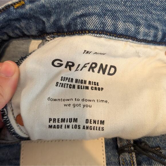 NWT GRLFRND Piper Super High Rise Stretch Slim Cropped Jeans Size 31 - Picture 9 of 10